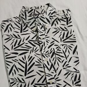 Chaps Men's Large Palm Print Hawaiian Style Short-Sleeved Button-Up EASY CARE